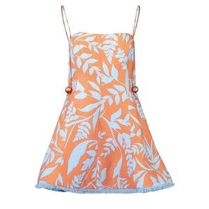 Alexis Christy Dress | Size Small | Coral And Azure Leaf Print